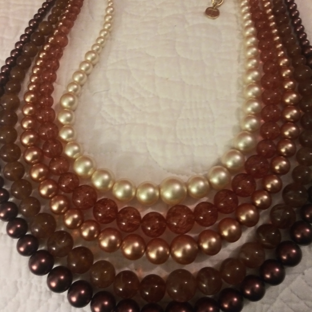 Talbot's 5 Strand Variegated Pearl Necklace